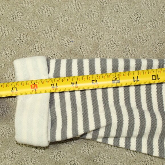 Topshop Sz 6 Grey & White Horizontal Stripe Knit Dress 3/4 Cuffed Sleeves - Picture 4 of 6